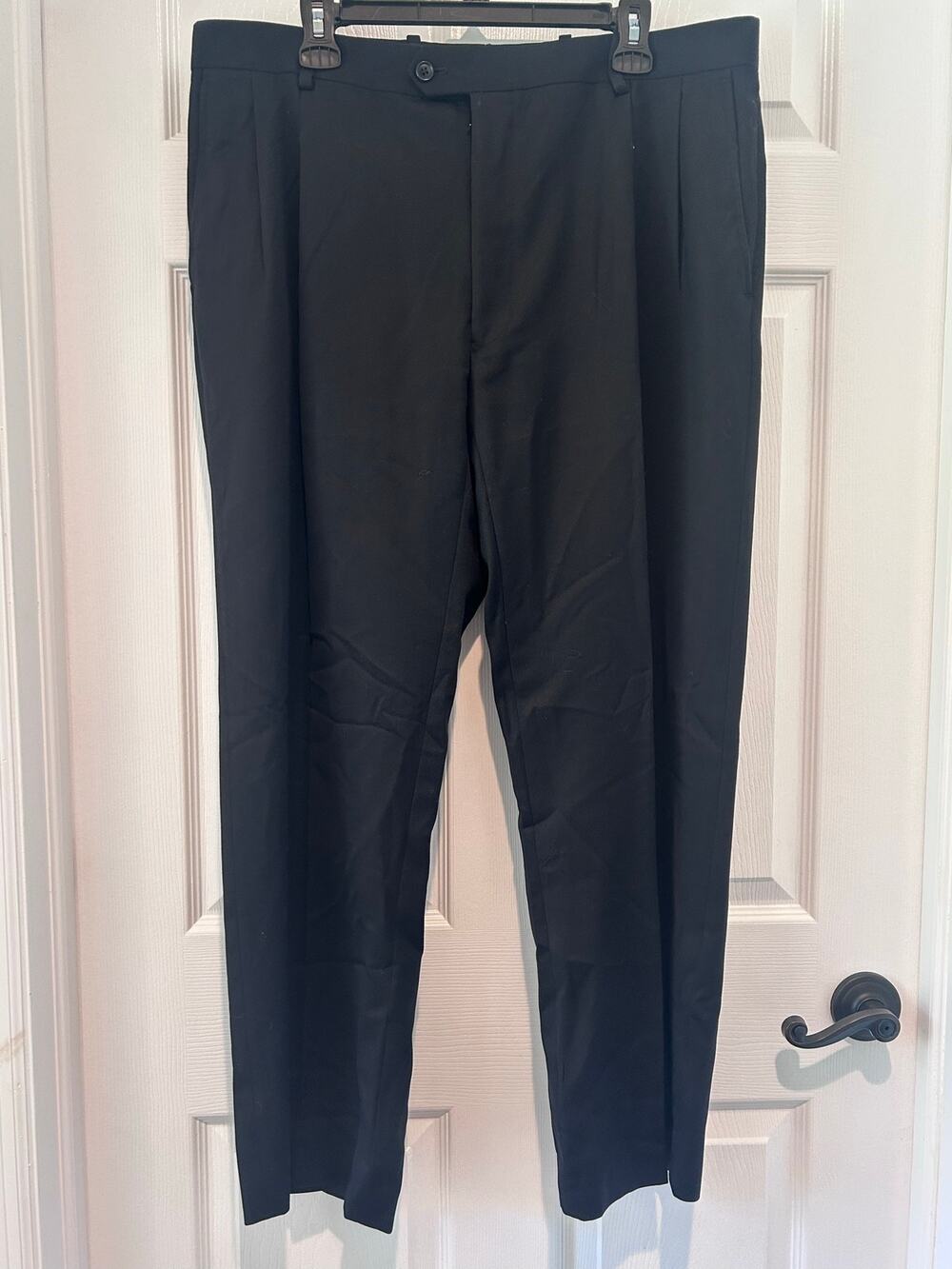 Linea Uomo Wool Dress Pants Men 38 Waist Charcoal Black Trousers Corporate Slack